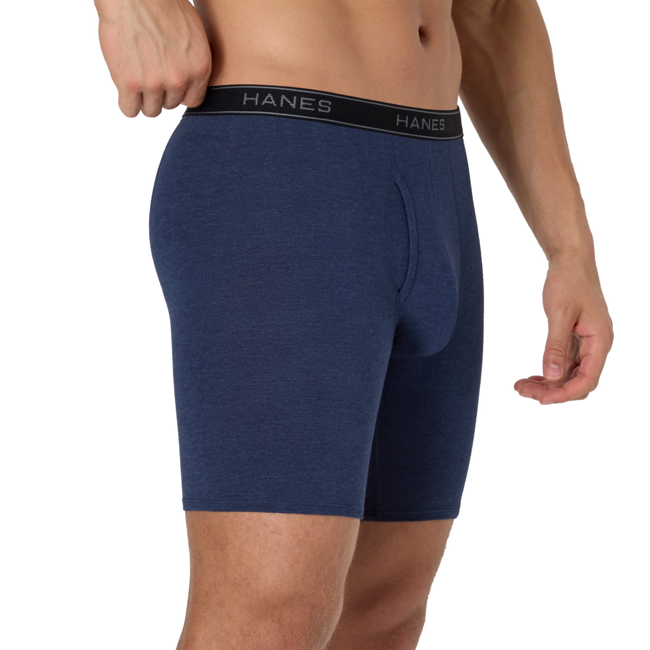 Hanes Mens Underwear Long Leg Boxer Briefs, 3-Pack, Cotton Stretch, Moisture Wicking