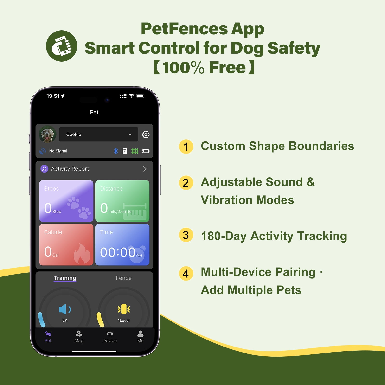 GPS Wireless Dog Fence System - Electric Training Collar with Free App for Dogs 15 Lbs+ (Black)