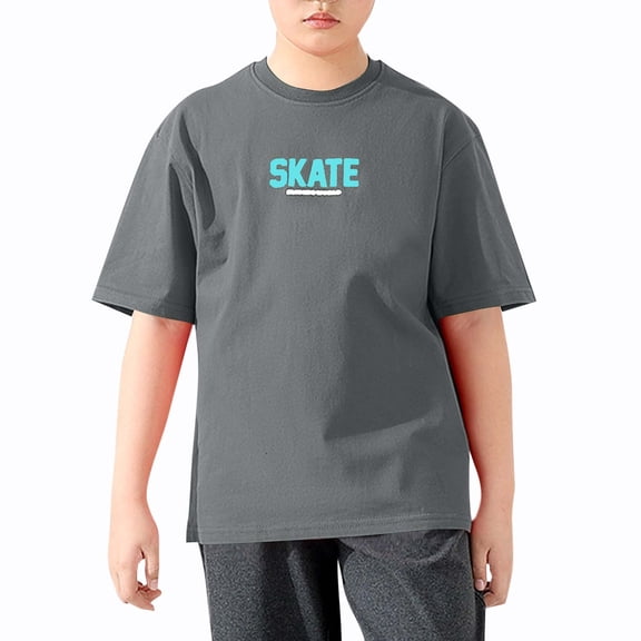 Summer Tshirts Size 5-13 Years For Children Boys Short Sleeve Crew Neck Solid Color Summer Saving Clerance Casual Athletic Fast-Drying T-Shirt Basic Tees Gray