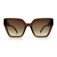 thumbnail image 5 of Womens Modish Squared Oversized Cat Eye Plastic Sunglasses All Brown, 5 of 8