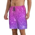 thumbnail image 2 of Kdxio Purple Glitter Pattern Mens Casual Shorts - Drawstring Summer Beach Sports Shorts for Men, 2 of 9