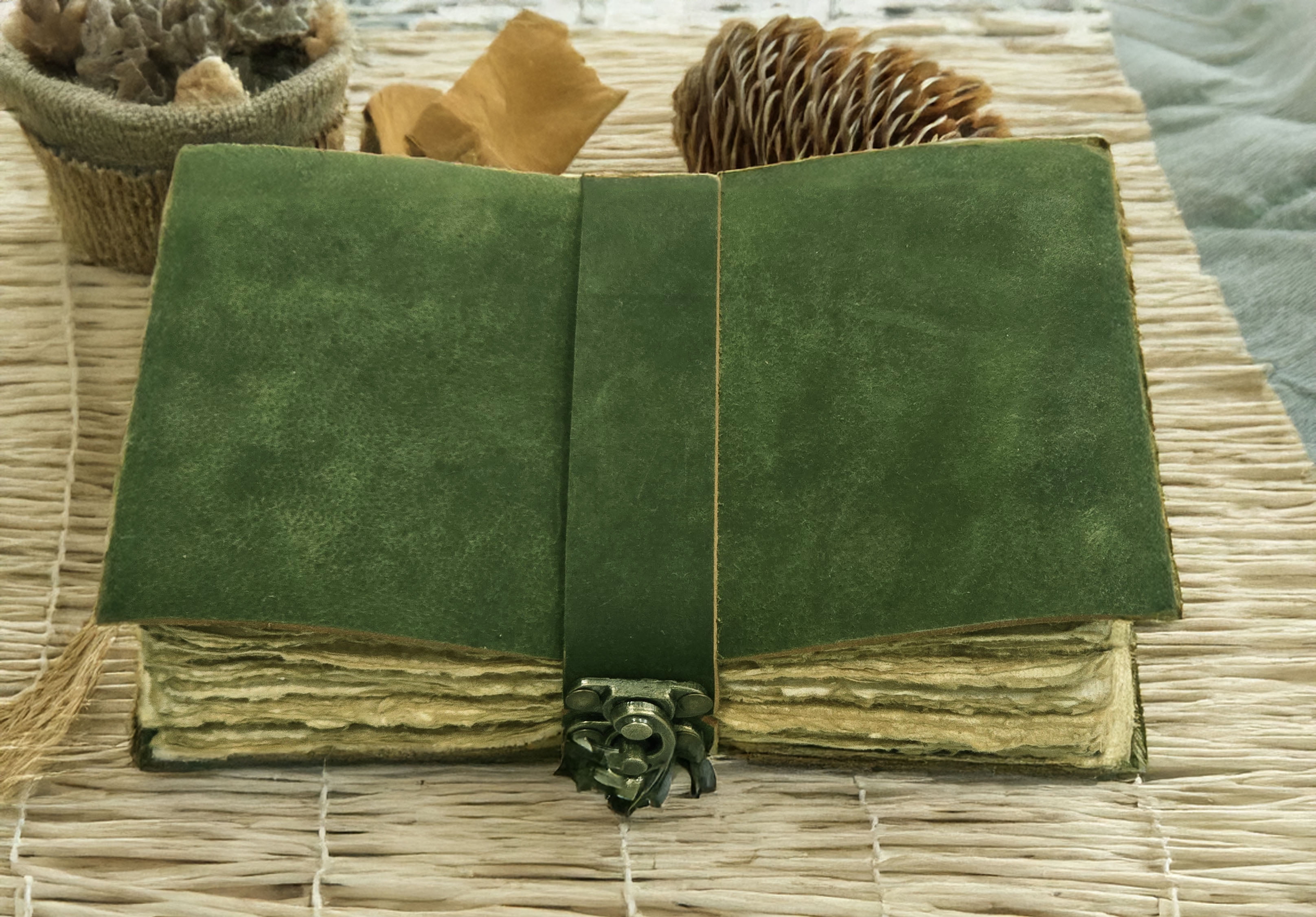 Leather Notebook, 200 Blank Deckle Edge Paper, Handmade Fancy Bound Journal For Women and Men