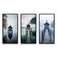 thumbnail image 2 of Designart "Mysterious Lakehouse Access via Small Pier II" Lakehouse Framed Wall Art Set Of 3 - Blue Lake House Frame Canvas Set For Living Room Decor, 2 of 6