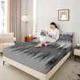 thumbnail image 4 of jejeloiu Gray Batik Queen Sheet Sets,Modern Abstract Art Flat Sheet,Minimalism Graffiti Queen Fitted Sheet For Teens,Breathable Home Decor,4pcs, 4 of 7