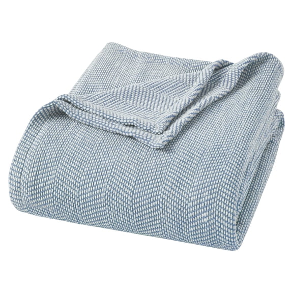 Superior Chrisney Chevron Cotton Blanket, California King, Blue