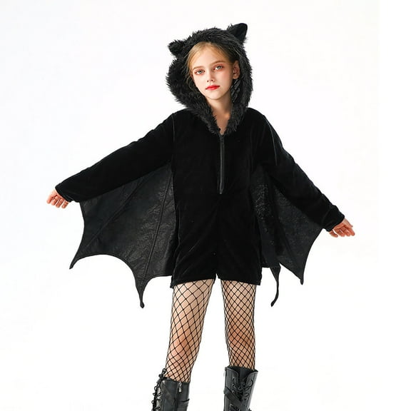 Halloween Bat for Girls Adorable Kids Jumpsuit Party Outfit Dress Up Play Pretend
