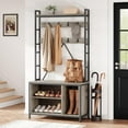 thumbnail image 3 of 70" Hall Tree Freestanding Entryway Organizer: 5-in-1 Hall Tree with Storage Bench, 8 Hooks, 2 Drawers & Shoe Rack for Small Spaces, 3 of 7
