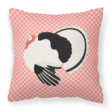 Carolines Treasures BB7988PW1414 Royal Palm Turkey Pink Check Fabric Decorative Pillow, 14 x 14 in.