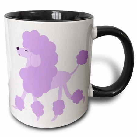 

3dRose Cute Purple Poodle - Two Tone Black Mug 11-ounce