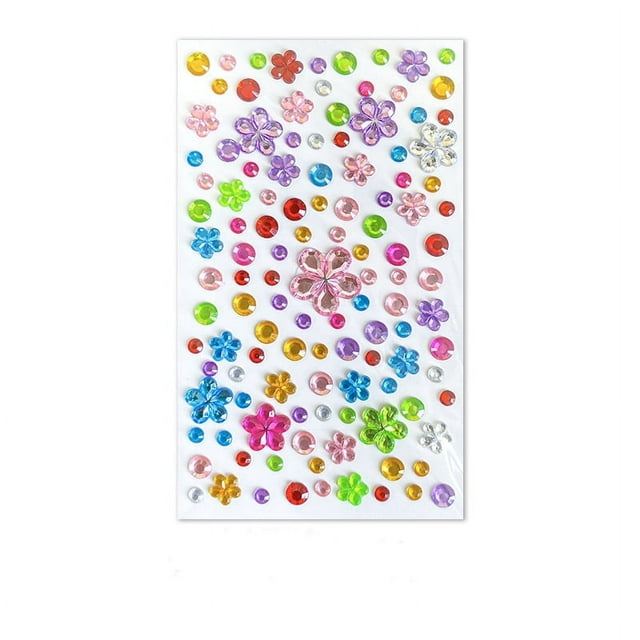 Sparkling Acrylic Rhinestone Stickers for Kids - DIY 3D Decorative Jewels in Mini Flower Design (7.5×13cm) - Perfect for Craft Projects, Art Decor, and Face Jewels!