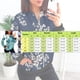 thumbnail image 4 of Gibobby Cápsula de béisbol Chaquetas diarias informales para mujer, chaqueta informal ligera con cremallera, abrigo con estampado Floral, cuello levantado, prendas de vestir deportivas (Azul, XL), 4 of 4
