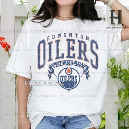 Retro Oilers shirts Edmonton Hockey Fan shirt Hockey Tee White Color Size L