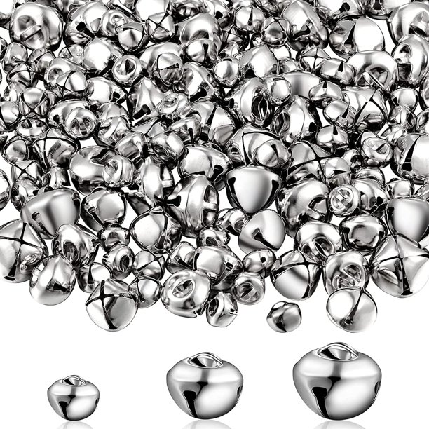 Jingle Bells para manualidades, 300 piezas a granel DIY campanas de Navidad para decoración, decoración del hogar (plata/oro, 0,5 pulgadas)