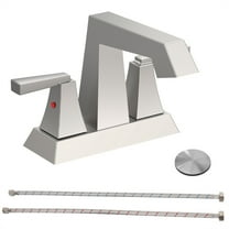 Tcbosik 2-Handle Modern Bathroom Sink Faucet, 4inch Centerset Vanity Faucet, 3-Hole Bath Lavatory Faucet with Pop Up Drain & Supply Lines, Lead-Free, Brushed Nickel