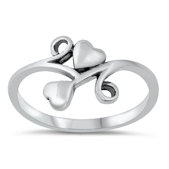 Polished Filigree Swirl Love Heart Ring .925 Sterling Silver Band Jewelry Female Male Unisex Size 7