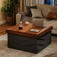 thumbnail image 5 of 31.5'' Lift Top Coffee Table, Sliding Top Square Center Table with Large Hidden Storage Organizer, Multi-Functional Farmhouse Coffee Tables for Living Room, Bedroom, Home Office, Black, 5 of 9