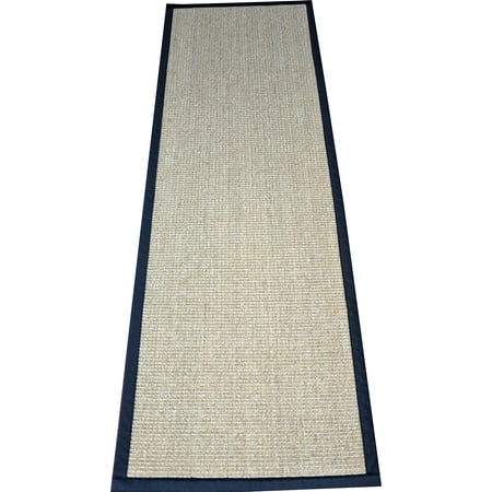 Hall Carpet Runner Dean Desert/Black Natural Sisal Hall/Entrance/Landing Slip Resistant Carpet Runner Rug 29