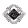 thumbnail image 5 of Auriga Fine Jewelry 925 Sterling Silver Round Cut Black and White Diamond Ring Size 6 for Women, 5 of 6