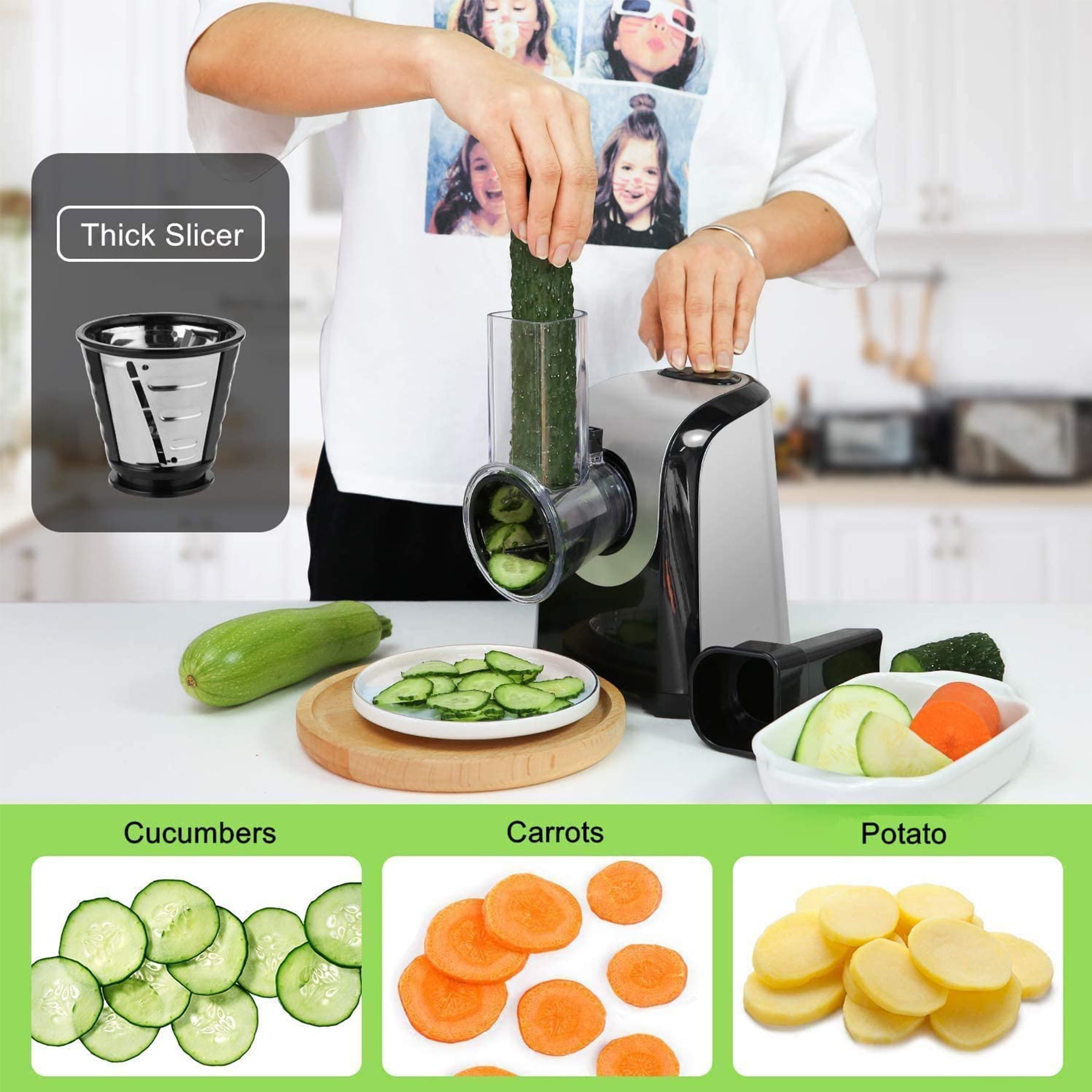 GCP Products Electric Cheese Grater 5 In 1 Professional Electric Shredder  Vegetable Silcer 150W One-Touch