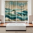 thumbnail image 3 of Ambesonne Nautical Kitchen Curtains, Mandala Whale and Turtle, 55"x45", Teal Ecru Blue, 3 of 3