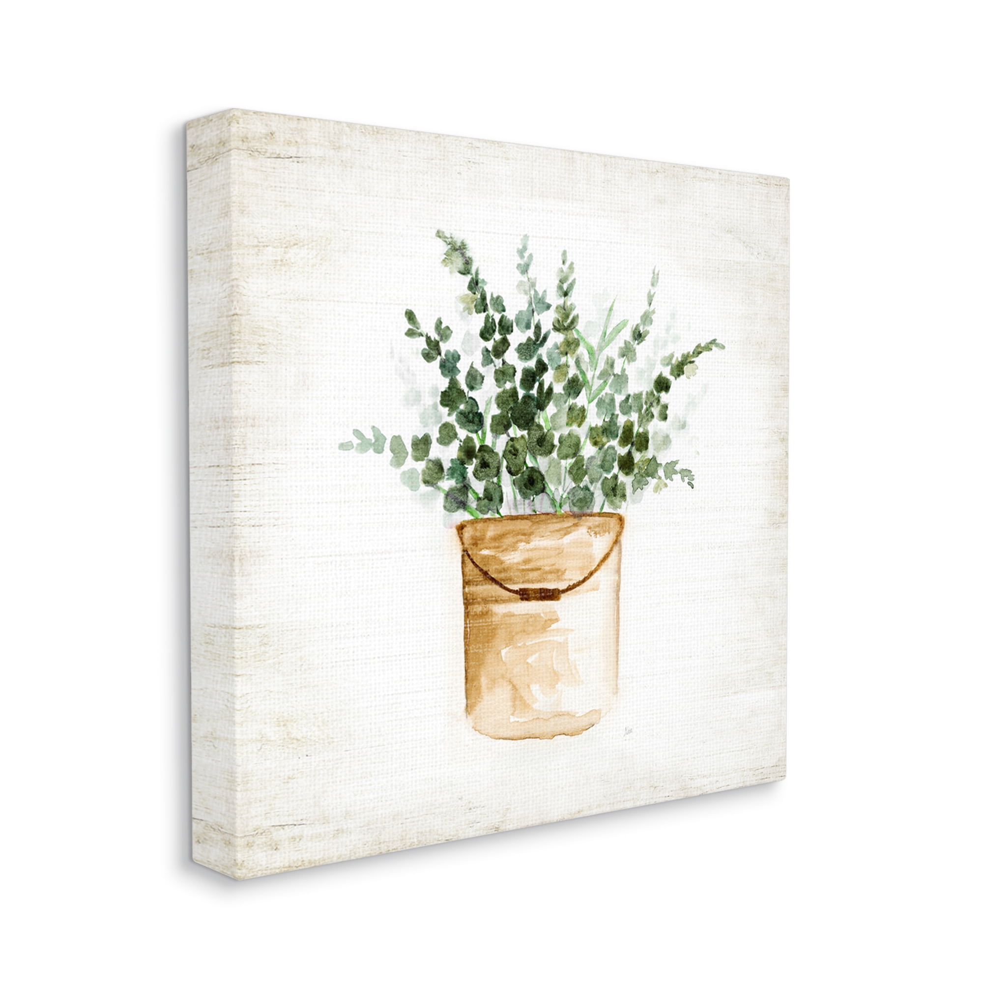 Stupell Industries Rustic Eucalyptus Planter Botanical & Floral Painting Gallery Wrapped Canvas Art Print Wall Art, 30 x 30