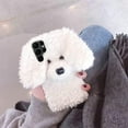 thumbnail image 4 of Dog Case Compatible with Galaxy S22 Ultra 3D Cute Plush Fluffy Dog Case Fashion Luxury Fur Hair Fuzzy Wool Face Soft Back Cover Shockproof Protective for Women and Girls White, 4 of 7