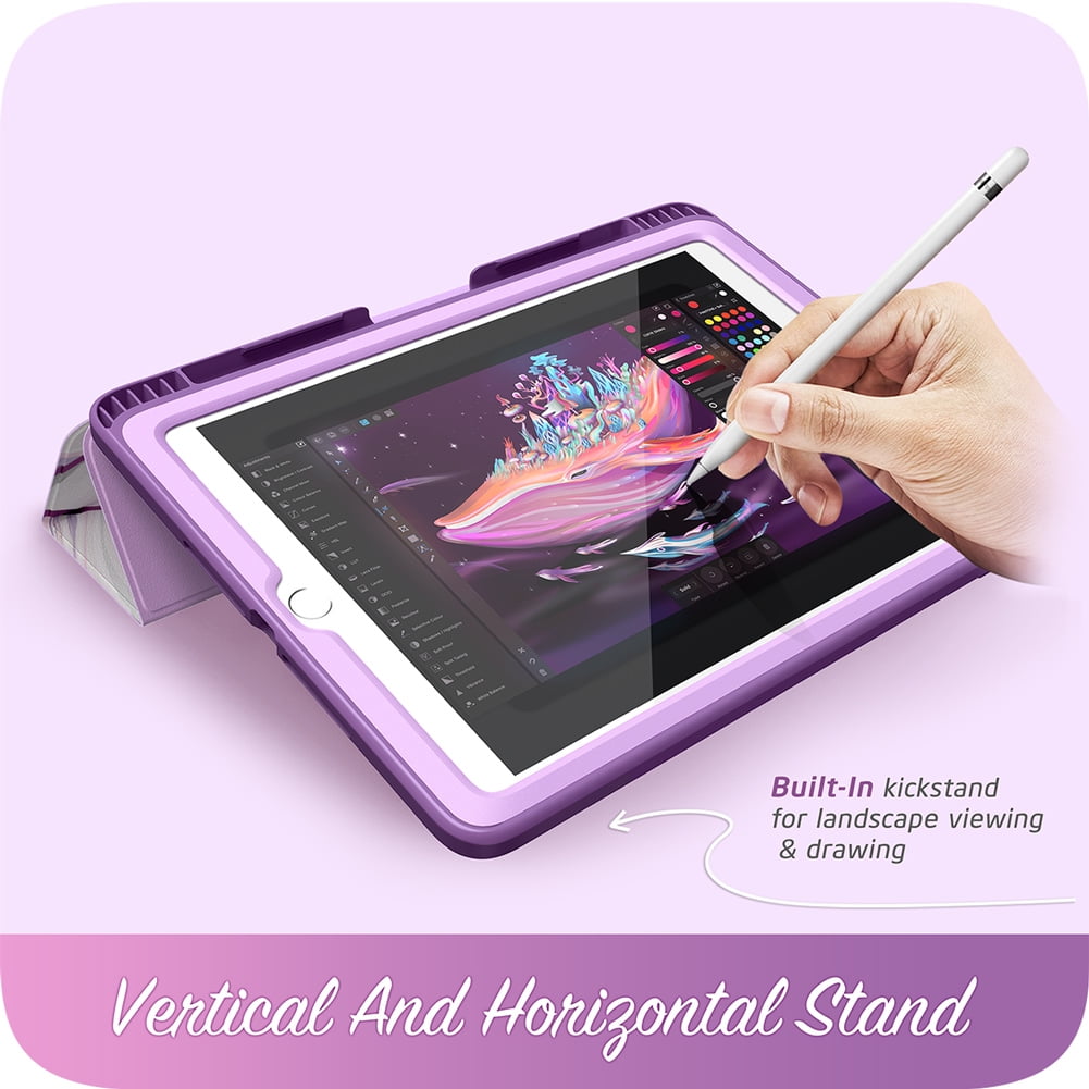 New iPad 9.7 Case 2018/2017, [Built-in Screen Protector] i-Blason [Cosmo] Full-Body Trifold Stand Protective Case Cover with Auto Sleep/Wake & Apple Pencil Holder for Apple iPad 9.7 Inch (Ameth)