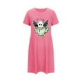 thumbnail image 2 of Sakmal Plus Size Moo Moos for Women Nightgown Comfy Short Pink Halloween Nightwear Ghost Print Short Sleeve Nightgowns for Women, 2 of 5