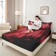thumbnail image 4 of Feelyou Jungle Nature Scenery Bed Sheets for Adult, Red Natural Pine Tree King Sheets, Countryside Sheet Set, Ultra Soft Home Decor, 4-Piece, 4 of 7