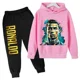 thumbnail image 2 of Conjunto de sudadera con capucha para niños con estampado de Ronaldo 2024, pantalones con capucha de vellón de otoño e invierno, ropa deportiva informal de dos piezas para niños, 2 of 5