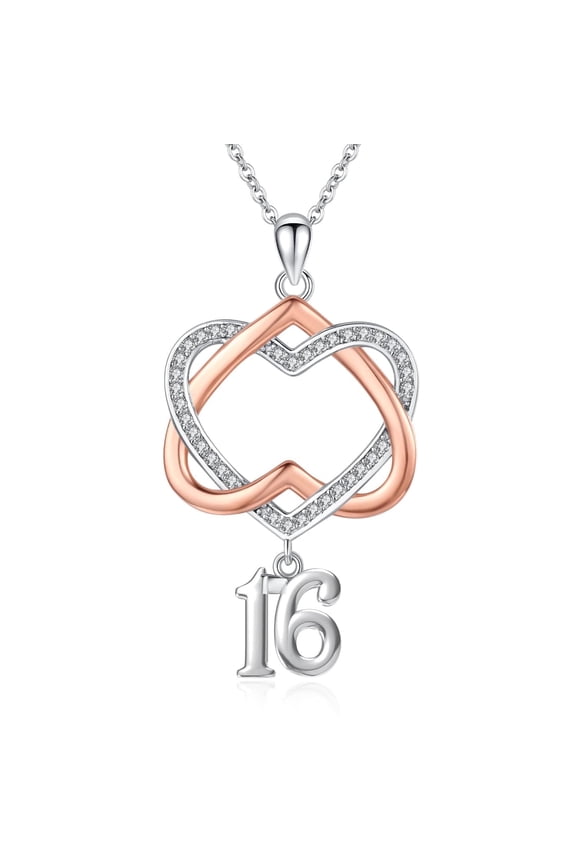 Sweet 16 Gift /16th Birthday Necklace for Daughter 925 Sterling Silver Heart Pendant Necklace for Women Girlfriend Sister Mothers Day Christmas Anniversary Jewelry