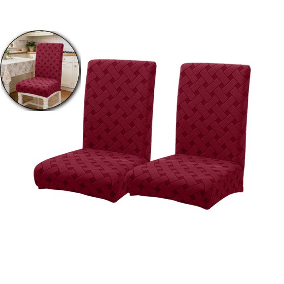 2 Pcs Waterproof Chair Covers for Dining Room, Stretch Jacquard Dining Chair Slipcovers Removable Washable Chair Protector for Kitchen, Hotel, Restaurant