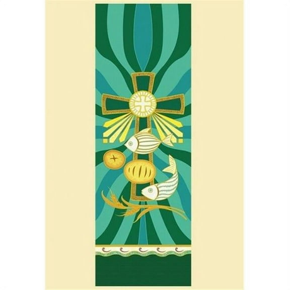 Celebration Banners 149540 Banner-Loaves & Fishes with Pole Hems - 3 x 9 ft.