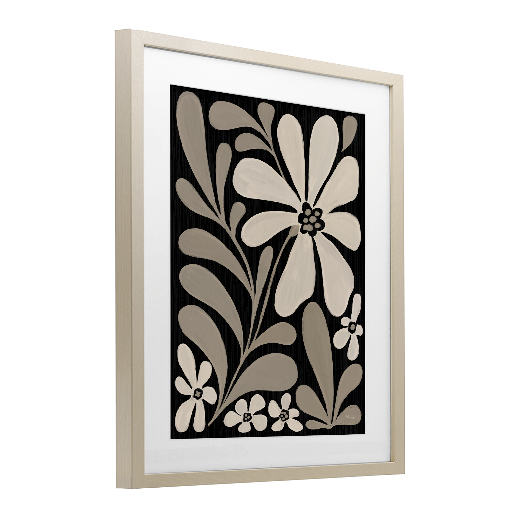 Stupell Industries Cream Modern Floral Birch Framed Print Under Glass design by Cat Thurman Designs, 21 x 17