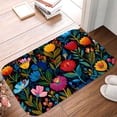 thumbnail image 5 of 1pc Colorful Flowers Pattern Absorbent Non-Slip Bathroom Thickened Flannel Rug Decor,Soft,Quick Drying,Suitable For Indoor/outdoor Use,Bathrooms,Bedrooms,Kitchens,Terrace,Laundry Rooms,16"x24", 5 of 9
