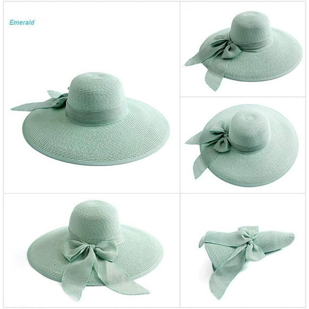 Rongmo Sun Hat Hats Ladies Summer Hat, Straw Hat Straw Hat Beach Hat Sun Hat Sun Hats Wide-Brimmed Floppy Hat Foldable Garden Hat Beach Cap Uv Protect