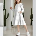 thumbnail image 7 of bbymog Dresses for Girls 10-12 Solid Color Fluffy Long Sleeve Layered Dress Girls Clothes White 7 Years, 7 of 7
