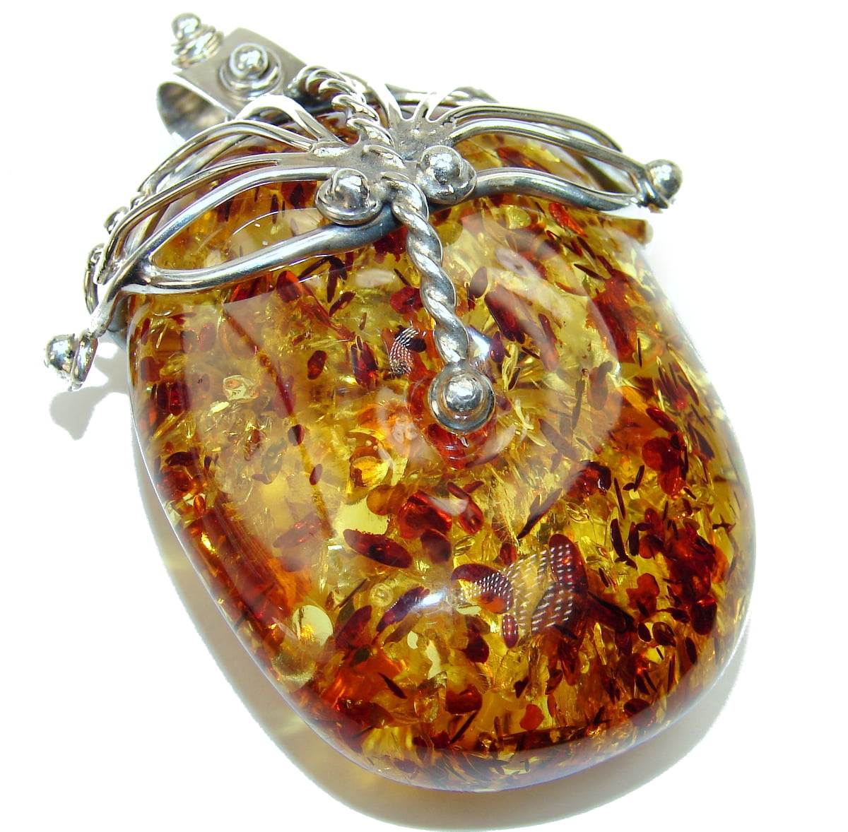 NATURAL BALTIC AMBER STERLING SILVER 925 PENDANT & CHAIN NECKLACE Certified 