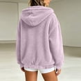 thumbnail image 4 of PRINxy Women's Cozy Sherpa Long Sleeve Hooded Full Zip Jacket with Drawstring and Side Pockets for Fall Winter Casual Purple XL, 4 of 7