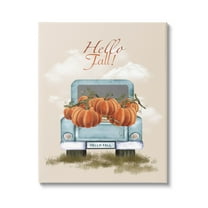 Hello Fall Seasonal Autumn Pumpkins Holiday Graphic Art Gallery Wrapped Canvas Print Wall Art