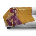 thumbnail image 3 of Modern Soft Flannel Fleece Throw Blanket, Grotesque Man in Headphones Listening Music Culture with Grunge Illustration, Cozy Plush for Indoor and Outdoor Use, 50" x 70", Marigold Maroon, by Ambesonne, 3 of 6