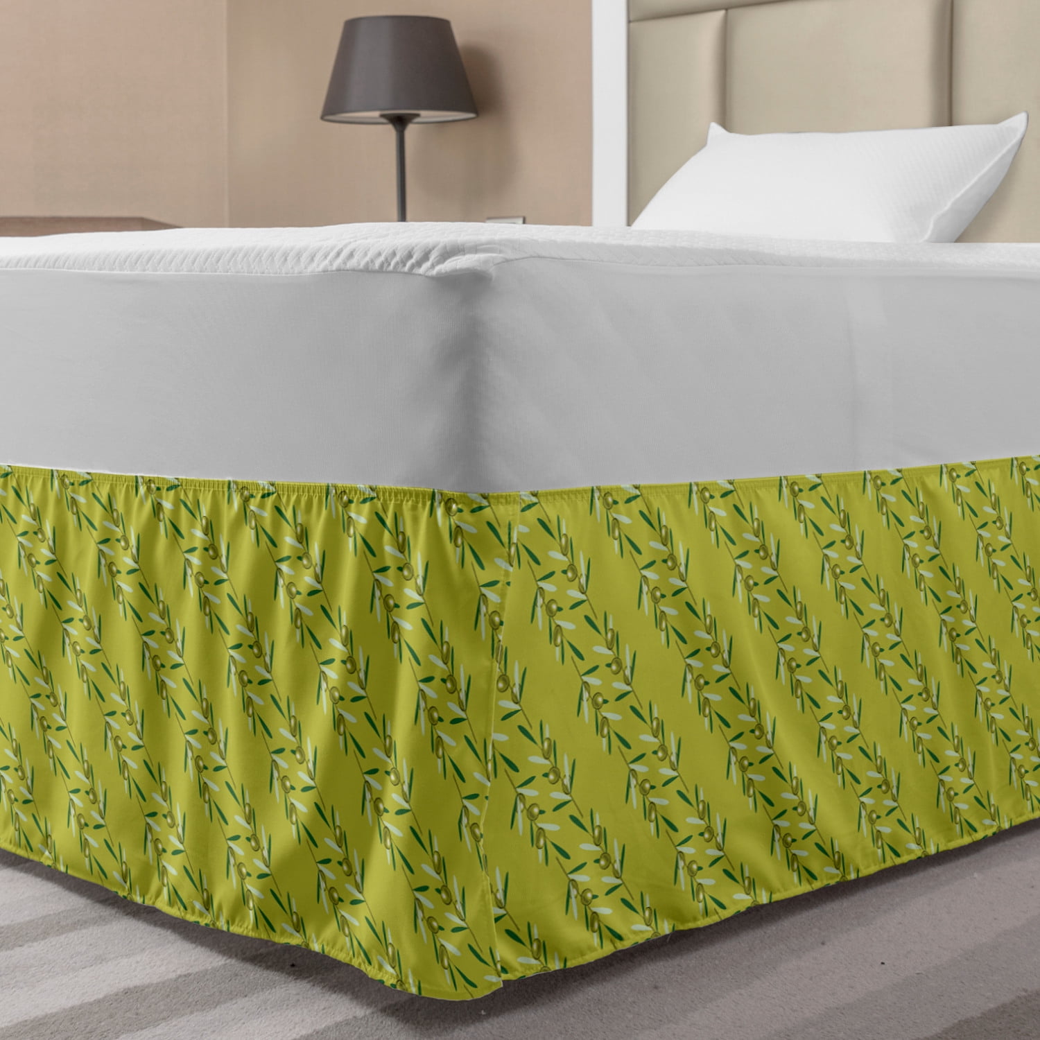 Lime green bed skirt queen online