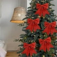 thumbnail image 4 of HomeDM 2Pcs Red Christmas Bows Decorations 5.9" X 4.9" Xmas Wreath Bows Christmas Tree Hanging Ornaments Ribbon Bows for Tree Home Party Front Door Wreath Holiday Decor, 4 of 5