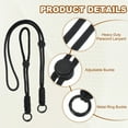 thumbnail image 3 of 1Set Lanyard de paracord de alta resistencia, collar ajustable para silbatos, correa trenzada para muñeca con anillo de resorte para portador de tarjeta de identificación, llaves, Negro, 3 of 6