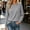 Gray, variant on YHAJDS Pullover Sweaters for Women Solid Color Crew Neck Long Sleeve Lightweight Business Casual Knit Shirts Winter Outfits