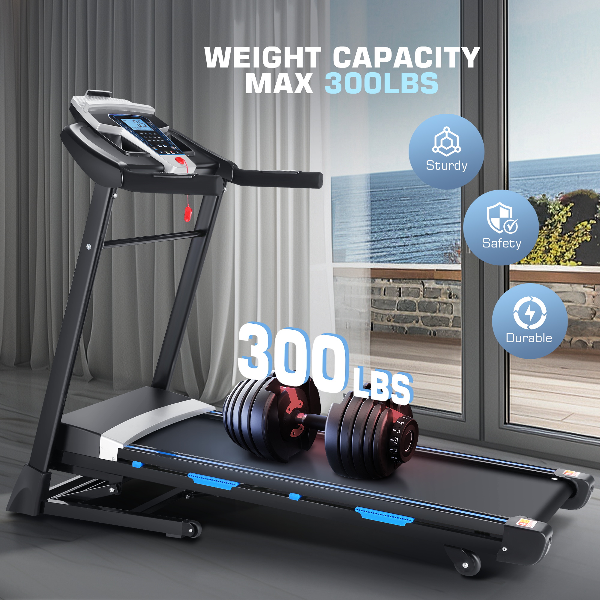3.25HP Electric Folding Treadmill – 15% Auto Incline, Bluetooth, 300lb Capacity