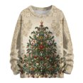 thumbnail image 2 of WTOBBY Women's Christmas Printed Knitted Sweater Top, Long Sleeve Round Neck Casual Pullover, Holiday Themed Yarn Sweater for Women,Khaki M, 2 of 6