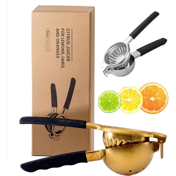 A Bar Above Hand Juicer, Hand Press Juicer For Cocktails, Heavy Duty Stainless Steel, Lemon Squeezer, Grapefruit Juicer Bowl, Dishwasher Safe Juice Press, Citrus Squeezer, Home Bars, Gold
