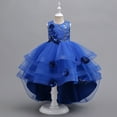 thumbnail image 2 of Generic Toddler Kids Girls Dress Sleeveless Flower Princess Dress Autumn Winter Clothes for Catwalk Performance Holiday Party Wedding Christmas（8-9 Years Blue）, 2 of 7