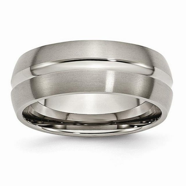 8 mm Titanium Grooved Brushed & Polished Band - Size 8
